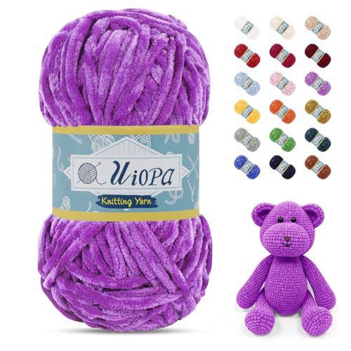 Uiopa Chenille Wolle zum Häkeln, 100g/80m Chunky Chenille Garn Samt Dicke Flauschige Wolle, Plüschwolle Weiche Häkelwolle Fluffy Yarn für Amigurumi, Mützen, Schals, Decken, DIY Handwer Uiopa Chenille Wolle zum Häkeln, 100g/80m Chunky Chenille Garn Samt Dicke Flauschige Wolle, Plüschwolle Weiche Häkelwolle Fluffy Yarn für Amigurumi, Mützen, Schals, Decken, DIY Handwer von Uiopa