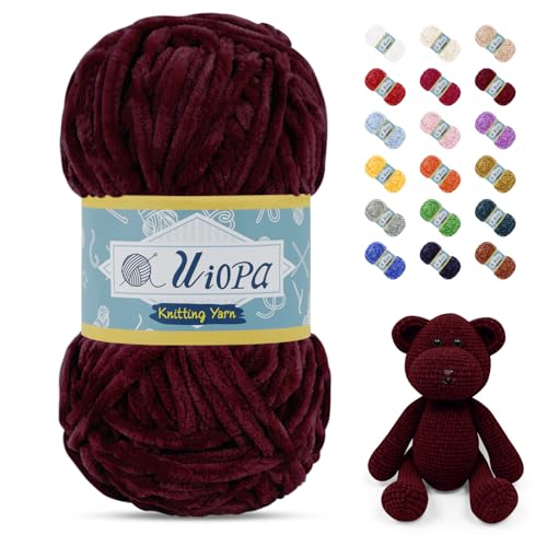 Uiopa Chenille Wolle zum Häkeln, 100g/80m Chunky Chenille Garn Samt Dicke Flauschige Wolle, Plüschwolle Weiche Häkelwolle Fluffy Yarn für Amigurumi, Mützen, Schals, Decken, DIY Handwer Uiopa Chenille Wolle zum Häkeln, 100g/80m Chunky Chenille Garn Samt Dicke Flauschige Wolle, Plüschwolle Weiche Häkelwolle Fluffy Yarn für Amigurumi, Mützen, Schals, Decken, DIY Handwer von Uiopa