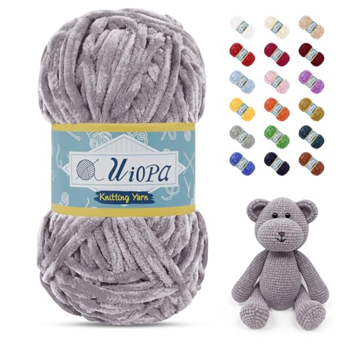 Uiopa Chenille Wolle zum Häkeln, 100g/80m Chunky Chenille Garn Samt Dicke Flauschige Wolle, Plüschwolle Weiche Häkelwolle Fluffy Yarn für Amigurumi, Mützen, Schals, Decken, DIY Handwer Uiopa Chenille Wolle zum Häkeln, 100g/80m Chunky Chenille Garn Samt Dicke Flauschige Wolle, Plüschwolle Weiche Häkelwolle Fluffy Yarn für Amigurumi, Mützen, Schals, Decken, DIY Handwer von Uiopa