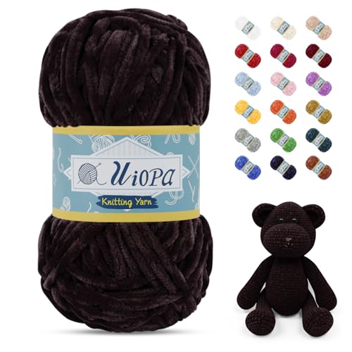 Uiopa Chenille Wolle zum Häkeln, 100g/80m Chunky Chenille Garn Samt Dicke Flauschige Wolle, Plüschwolle Weiche Häkelwolle Fluffy Yarn für Amigurumi, Mützen, Schals, Decken, DIY Handwer Uiopa Chenille Wolle zum Häkeln, 100g/80m Chunky Chenille Garn Samt Dicke Flauschige Wolle, Plüschwolle Weiche Häkelwolle Fluffy Yarn für Amigurumi, Mützen, Schals, Decken, DIY Handwer von Uiopa