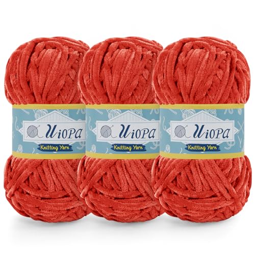 Uiopa Chenille Wolle zum Häkeln, 3 x 100g Chunky Chenille Garn Samt Dicke Flauschige Wolle, Plüschwolle Weiche Häkelwolle Fluffy Yarn für Amigurumi, Mützen, Schals, Decken, DIY Handwer Uiopa Chenille Wolle zum Häkeln, 3 x 100g Chunky Chenille Garn Samt Dicke Flauschige Wolle, Plüschwolle Weiche Häkelwolle Fluffy Yarn für Amigurumi, Mützen, Schals, Decken, DIY Handwer von Uiopa