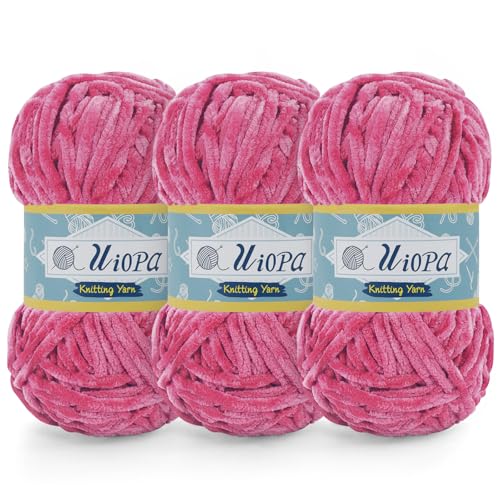 Uiopa Chenille Wolle zum Häkeln, 3 x 100g Chunky Chenille Garn Samt Dicke Flauschige Wolle, Plüschwolle Weiche Häkelwolle Fluffy Yarn für Amigurumi, Mützen, Schals, Decken, DIY Handwer Uiopa Chenille Wolle zum Häkeln, 3 x 100g Chunky Chenille Garn Samt Dicke Flauschige Wolle, Plüschwolle Weiche Häkelwolle Fluffy Yarn für Amigurumi, Mützen, Schals, Decken, DIY Handwer von Uiopa