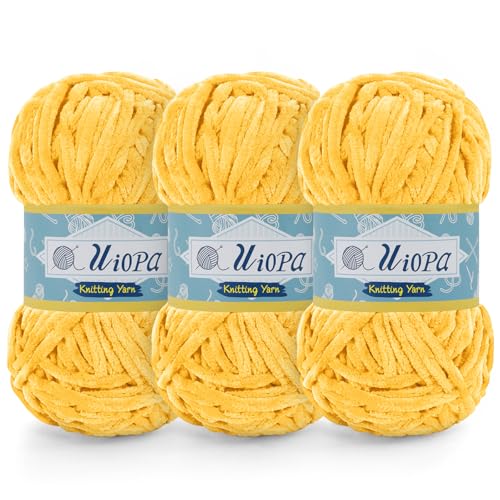 Uiopa Chenille Wolle zum Häkeln, 3 x 100g Chunky Chenille Garn Samt Dicke Flauschige Wolle, Plüschwolle Weiche Häkelwolle Fluffy Yarn für Amigurumi, Mützen, Schals, Decken, DIY Handwer Uiopa Chenille Wolle zum Häkeln, 3 x 100g Chunky Chenille Garn Samt Dicke Flauschige Wolle, Plüschwolle Weiche Häkelwolle Fluffy Yarn für Amigurumi, Mützen, Schals, Decken, DIY Handwer von Uiopa