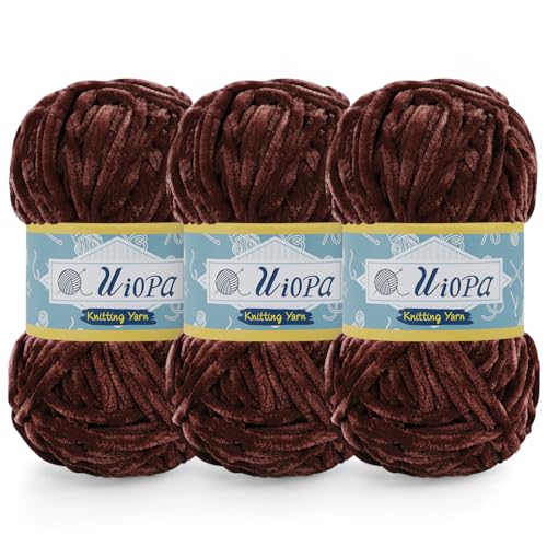 Uiopa Chenille Wolle zum Häkeln, 3 x 100g Chunky Chenille Garn Samt Dicke Flauschige Wolle, Plüschwolle Weiche Häkelwolle Fluffy Yarn für Amigurumi, Mützen, Schals, Decken, DIY Handwer Uiopa Chenille Wolle zum Häkeln, 3 x 100g Chunky Chenille Garn Samt Dicke Flauschige Wolle, Plüschwolle Weiche Häkelwolle Fluffy Yarn für Amigurumi, Mützen, Schals, Decken, DIY Handwer von Uiopa