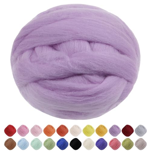 Uiopa Filzwolle, 100g Filzwolle Trockenfilzen Weiche Märchenwolle zum Filzen, Dickes Garn Filzwolle Nassfilzen Filz Wolle Hellviolett für Filzprojekte, DIY-Handwerk Uiopa Filzwolle, 100g Filzwolle Trockenfilzen Weiche Märchenwolle zum Filzen, Dickes Garn Filzwolle Nassfilzen Filz Wolle Hellviolett für Filzprojekte, DIY-Handwerk von Uiopa
