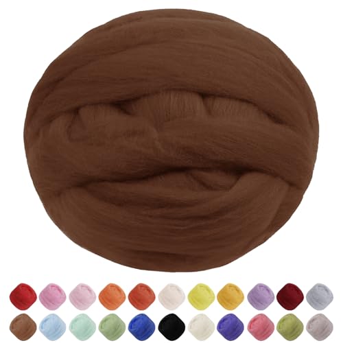 Uiopa Filzwolle, 200g Filzwolle Trockenfilzen Weiche Märchenwolle zum Filzen, Dickes Garn Filzwolle Nassfilzen Filz Wolle Gelb-Braun für Filzprojekte, DIY-Handwerk von Uiopa