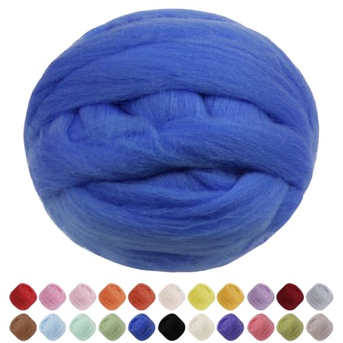 Uiopa Filzwolle, 200g Filzwolle Trockenfilzen Weiche Märchenwolle zum Filzen, Dickes Garn Filzwolle Nassfilzen Filz Wolle Königsblau für Filzprojekte, DIY-Handwerk von Uiopa