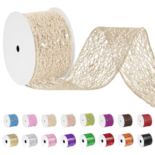 Uiopa Geschenkband Beige Breit 63mm x 9m, Schleifenband Glitzer mit Draht, Glitzerband Dekoband Ribbon für Geschenkverpackung, Kränze, Heimdekoration, DIY Kunsthandwerk Uiopa Geschenkband Beige Breit 63mm x 9m, Schleifenband Glitzer mit Draht, Glitzerband Dekoband Ribbon für Geschenkverpackung, Kränze, Heimdekoration, DIY Kunsthandwerk von Uiopa