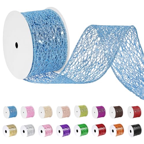 Uiopa Geschenkband Blau Breit 63mm x 9m, Schleifenband Glitzer mit Draht, Glitzerband Dekoband Ribbon für Geschenkverpackung, Kränze, Heimdekoration, DIY Kunsthandwerk Uiopa Geschenkband Blau Breit 63mm x 9m, Schleifenband Glitzer mit Draht, Glitzerband Dekoband Ribbon für Geschenkverpackung, Kränze, Heimdekoration, DIY Kunsthandwerk von Uiopa