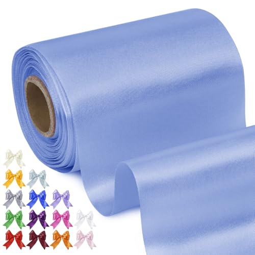 Uiopa Geschenkband Breit 10cm x 20m Satinband Aquablau Schleifenband Polyester Stoffband Deko Satin Band für Geschenkverpackungen, Hochzeiten, Stuhlschärpen, DIY-Handwerk von Uiopa