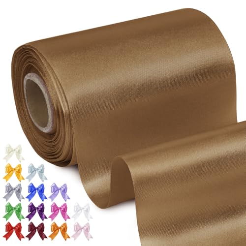 Uiopa Geschenkband Breit 10cm x 20m Satinband Kaffee Schleifenband Polyester Stoffband Deko Satin Band für Geschenkverpackungen, Hochzeiten, Stuhlschärpen, DIY-Handwerk Uiopa Geschenkband Breit 10cm x 20m Satinband Kaffee Schleifenband Polyester Stoffband Deko Satin Band für Geschenkverpackungen, Hochzeiten, Stuhlschärpen, DIY-Handwerk von Uiopa