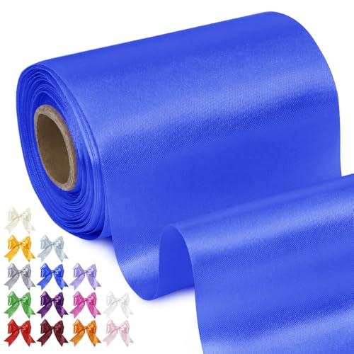 Uiopa Geschenkband Breit 10cm x 20m Satinband Königsblau Schleifenband Polyester Stoffband Deko Satin Band für Geschenkverpackungen, Hochzeiten, Stuhlschärpen, DIY-Handwerk von Uiopa