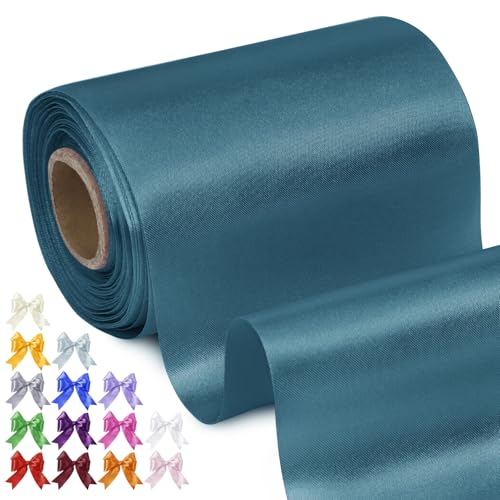 Uiopa Geschenkband Breit 10cm x 20m Satinband Pfauengrün Schleifenband Polyester Stoffband Deko Satin Band für Geschenkverpackungen, Hochzeiten, Stuhlschärpen, DIY-Handwerk von Uiopa