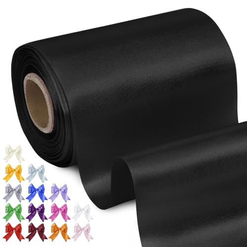 Uiopa Geschenkband Breit 10cm x 20m Satinband Schwarz Schleifenband Polyester Stoffband Deko Satin Band für Geschenkverpackungen, Hochzeiten, Stuhlschärpen, DIY-Handwerk Uiopa Geschenkband Breit 10cm x 20m Satinband Schwarz Schleifenband Polyester Stoffband Deko Satin Band für Geschenkverpackungen, Hochzeiten, Stuhlschärpen, DIY-Handwerk von Uiopa