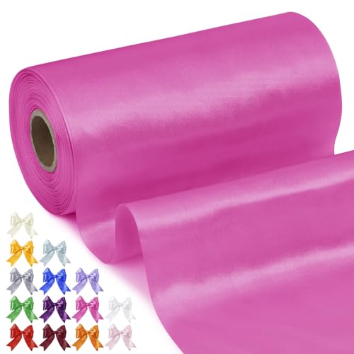 Uiopa Geschenkband Breit 15cm x 20m Satinband Pfirsichrot Schleifenband Polyester Stoffband Deko Satin Band für Geschenkverpackungen, Hochzeiten, Stuhlschärpen, DIY-Handwerk von Uiopa