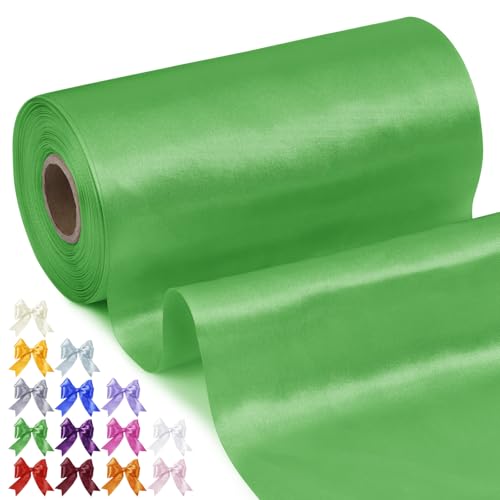 Uiopa Geschenkband Breit 20cm x 20m Satinband Grün Schleifenband Polyester Stoffband Deko Satin Band für Geschenkverpackungen, Hochzeiten, Stuhlschärpen, DIY-Handwerk von Uiopa