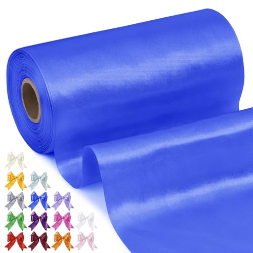 Uiopa Geschenkband Breit 20cm x 20m Satinband Königsblau Schleifenband Polyester Stoffband Deko Satin Band für Geschenkverpackungen, Hochzeiten, Stuhlschärpen, DIY-Handwerk von Uiopa