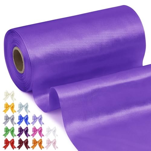 Uiopa Geschenkband Breit 20cm x 20m Satinband Lila Schleifenband Polyester Stoffband Deko Satin Band für Geschenkverpackungen, Hochzeiten, Stuhlschärpen, DIY-Handwerk von Uiopa