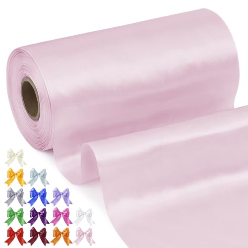 Uiopa Geschenkband Breit 20cm x 20m Satinband Rosa Schleifenband Polyester Stoffband Deko Satin Band für Geschenkverpackungen, Hochzeiten, Stuhlschärpen, DIY-Handwerk von Uiopa