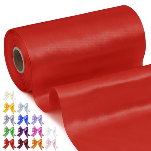 Uiopa Geschenkband Breit 20cm x 20m Satinband Rot Schleifenband Polyester Stoffband Deko Satin Band für Geschenkverpackungen, Hochzeiten, Stuhlschärpen, DIY-Handwerk von Uiopa