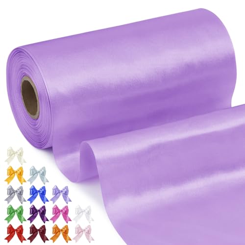 Uiopa Geschenkband Breit 20cm x 20m Satinband Violett Schleifenband Polyester Stoffband Deko Satin Band für Geschenkverpackungen, Hochzeiten, Stuhlschärpen, DIY-Handwerk von Uiopa