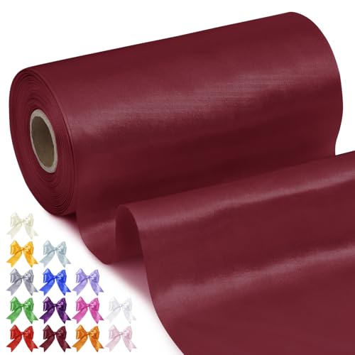 Uiopa Geschenkband Breit 20cm x 20m Satinband Weinrot Schleifenband Polyester Stoffband Deko Satin Band für Geschenkverpackungen, Hochzeiten, Stuhlschärpen, DIY-Handwerk von Uiopa