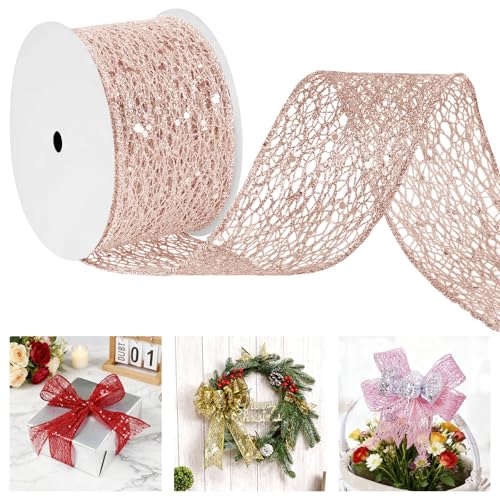Uiopa Geschenkband Champagner Breit 63mm x 9m, Schleifenband Glitzer mit Draht, Glitzerband Dekoband Ribbon für Geschenkverpackung, Kränze, Heimdekoration, DIY Kunsthandwerk Uiopa Geschenkband Champagner Breit 63mm x 9m, Schleifenband Glitzer mit Draht, Glitzerband Dekoband Ribbon für Geschenkverpackung, Kränze, Heimdekoration, DIY Kunsthandwerk von Uiopa