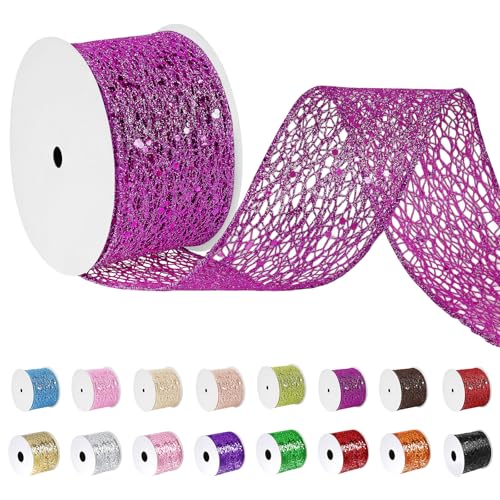 Uiopa Geschenkband Rosarot Breit 63mm x 9m, Schleifenband Glitzer mit Draht, Glitzerband Dekoband Ribbon für Geschenkverpackung, Kränze, Heimdekoration, DIY Kunsthandwerk Uiopa Geschenkband Rosarot Breit 63mm x 9m, Schleifenband Glitzer mit Draht, Glitzerband Dekoband Ribbon für Geschenkverpackung, Kränze, Heimdekoration, DIY Kunsthandwerk von Uiopa