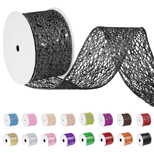 Uiopa Geschenkband Schwarz Breit 63mm x 9m, Schleifenband Glitzer mit Draht, Glitzerband Dekoband Ribbon für Geschenkverpackung, Kränze, Heimdekoration, DIY Kunsthandwerk Uiopa Geschenkband Schwarz Breit 63mm x 9m, Schleifenband Glitzer mit Draht, Glitzerband Dekoband Ribbon für Geschenkverpackung, Kränze, Heimdekoration, DIY Kunsthandwerk von Uiopa