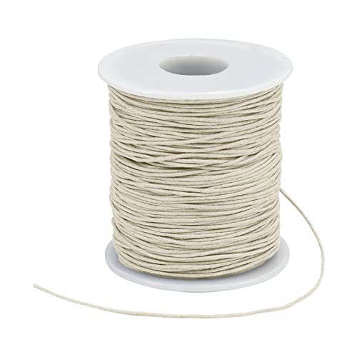 Uiopa Gewachste Baumwollschnur 1mm x 91m Gewachster Geflochtener Baumwollfaden Wachsfaden Schmuckband Perlenschnur für Armband Halskette Anhänger Schmuckherstellung DIY Basteln von Uiopa
