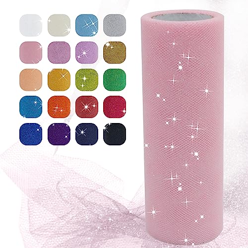 Uiopa Glitzer Tüll Rosa, 15cm x 22,8m Glitzerstoff Polyester Tüllband Hochzeit Dekostoff, Tüll Stoff Rolle für Tutu-Röcke Party Hochzeit Tisch Deko Geschenkverpackung DIY-Handwerk Uiopa Glitzer Tüll Rosa, 15cm x 22,8m Glitzerstoff Polyester Tüllband Hochzeit Dekostoff, Tüll Stoff Rolle für Tutu-Röcke Party Hochzeit Tisch Deko Geschenkverpackung DIY-Handwerk von Uiopa