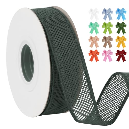 Uiopa Juteband 25mm Breit, 18,2m Vintage Geschenkband Dunkelgrün mit Draht, Decoband Jute Sackleinen Ribbon Band für Kränze, Schleifenherstellung, Geschenk, Heimdekoration, DIY Kunsthandwerk Uiopa Juteband 25mm Breit, 18,2m Vintage Geschenkband Dunkelgrün mit Draht, Decoband Jute Sackleinen Ribbon Band für Kränze, Schleifenherstellung, Geschenk, Heimdekoration, DIY Kunsthandwerk von Uiopa