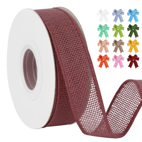 Uiopa Juteband 25mm Breit, 18,2m Vintage Geschenkband Dunkelrosa mit Draht, Decoband Jute Sackleinen Ribbon Band für Kränze, Schleifenherstellung, Geschenk, Heimdekoration, DIY Kunsthandwerk Uiopa Juteband 25mm Breit, 18,2m Vintage Geschenkband Dunkelrosa mit Draht, Decoband Jute Sackleinen Ribbon Band für Kränze, Schleifenherstellung, Geschenk, Heimdekoration, DIY Kunsthandwerk von Uiopa