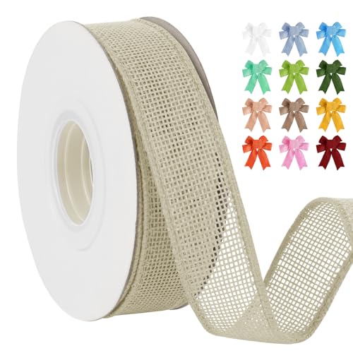 Uiopa Juteband 25mm Breit, 18,2m Vintage Geschenkband Elfenbein mit Draht, Decoband Jute Sackleinen Ribbon Band für Kränze, Schleifenherstellung, Geschenk, Heimdekoration, DIY Kunsthandwerk Uiopa Juteband 25mm Breit, 18,2m Vintage Geschenkband Elfenbein mit Draht, Decoband Jute Sackleinen Ribbon Band für Kränze, Schleifenherstellung, Geschenk, Heimdekoration, DIY Kunsthandwerk von Uiopa