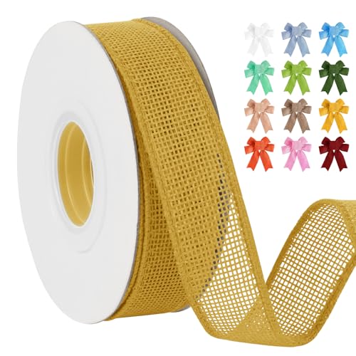 Uiopa Juteband 25mm Breit, 18,2m Vintage Geschenkband Gelb mit Draht, Decoband Jute Sackleinen Ribbon Band für Kränze, Schleifenherstellung, Geschenk, Heimdekoration, DIY Kunsthandwerk Uiopa Juteband 25mm Breit, 18,2m Vintage Geschenkband Gelb mit Draht, Decoband Jute Sackleinen Ribbon Band für Kränze, Schleifenherstellung, Geschenk, Heimdekoration, DIY Kunsthandwerk von Uiopa