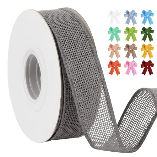 Uiopa Juteband 25mm Breit, 18,2m Vintage Geschenkband Grau mit Draht, Decoband Jute Sackleinen Ribbon Band für Kränze, Schleifenherstellung, Geschenk, Heimdekoration, DIY Kunsthandwerk Uiopa Juteband 25mm Breit, 18,2m Vintage Geschenkband Grau mit Draht, Decoband Jute Sackleinen Ribbon Band für Kränze, Schleifenherstellung, Geschenk, Heimdekoration, DIY Kunsthandwerk von Uiopa