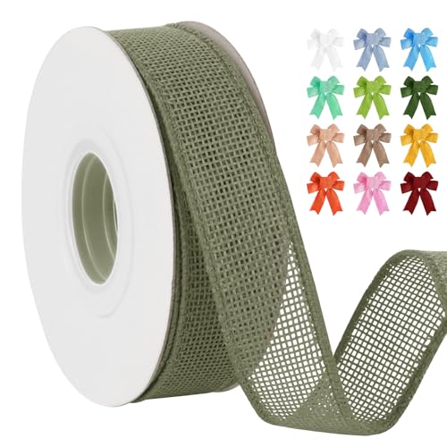 Uiopa Juteband 25mm Breit, 18,2m Vintage Geschenkband Helles Moosgrün mit Draht, Decoband Jute Sackleinen Ribbon Band für Kränze, Schleifenherstellung, Geschenk, Heimdekoration, DIY Kunsthandwerk Uiopa Juteband 25mm Breit, 18,2m Vintage Geschenkband Helles Moosgrün mit Draht, Decoband Jute Sackleinen Ribbon Band für Kränze, Schleifenherstellung, Geschenk, Heimdekoration, DIY Kunsthandwerk von Uiopa
