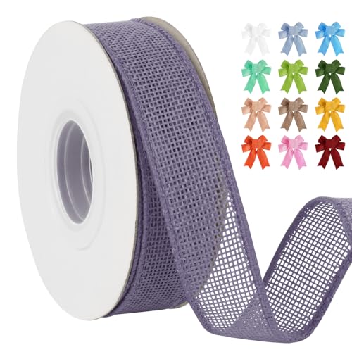 Uiopa Juteband 25mm Breit, 18,2m Vintage Geschenkband Hellviolett mit Draht, Decoband Jute Sackleinen Ribbon Band für Kränze, Schleifenherstellung, Geschenk, Heimdekoration, DIY Kunsthandwerk Uiopa Juteband 25mm Breit, 18,2m Vintage Geschenkband Hellviolett mit Draht, Decoband Jute Sackleinen Ribbon Band für Kränze, Schleifenherstellung, Geschenk, Heimdekoration, DIY Kunsthandwerk von Uiopa