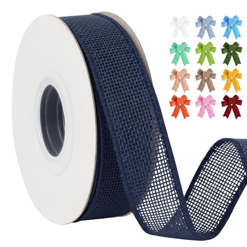 Uiopa Juteband 25mm Breit, 18,2m Vintage Geschenkband Marineblau mit Draht, Decoband Jute Sackleinen Ribbon Band für Kränze, Schleifenherstellung, Geschenk, Heimdekoration, DIY Kunsthandwerk Uiopa Juteband 25mm Breit, 18,2m Vintage Geschenkband Marineblau mit Draht, Decoband Jute Sackleinen Ribbon Band für Kränze, Schleifenherstellung, Geschenk, Heimdekoration, DIY Kunsthandwerk von Uiopa