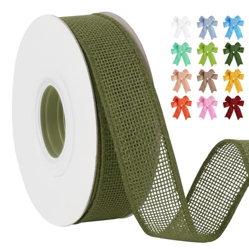 Uiopa Juteband 25mm Breit, 18,2m Vintage Geschenkband Moosgrün mit Draht, Decoband Jute Sackleinen Ribbon Band für Kränze, Schleifenherstellung, Geschenk, Heimdekoration, DIY Kunsthandwerk Uiopa Juteband 25mm Breit, 18,2m Vintage Geschenkband Moosgrün mit Draht, Decoband Jute Sackleinen Ribbon Band für Kränze, Schleifenherstellung, Geschenk, Heimdekoration, DIY Kunsthandwerk von Uiopa