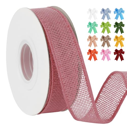 Uiopa Juteband 25mm Breit, 18,2m Vintage Geschenkband Rosa mit Draht, Decoband Jute Sackleinen Ribbon Band für Kränze, Schleifenherstellung, Geschenk, Heimdekoration, DIY Kunsthandwerk Uiopa Juteband 25mm Breit, 18,2m Vintage Geschenkband Rosa mit Draht, Decoband Jute Sackleinen Ribbon Band für Kränze, Schleifenherstellung, Geschenk, Heimdekoration, DIY Kunsthandwerk von Uiopa