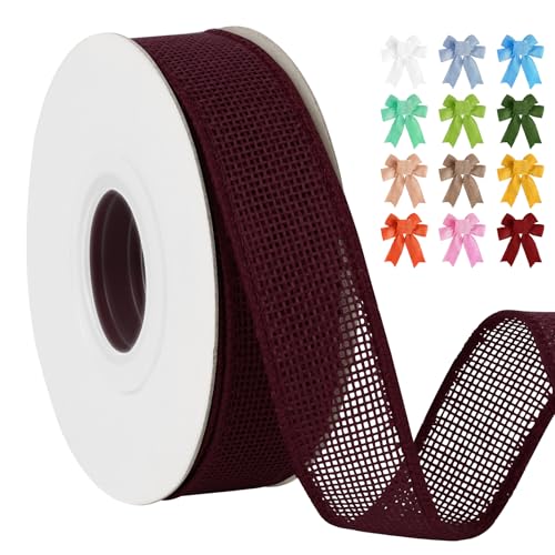 Uiopa Juteband 25mm Breit, 18,2m Vintage Geschenkband Weinrot mit Draht, Decoband Jute Sackleinen Ribbon Band für Kränze, Schleifenherstellung, Geschenk, Heimdekoration, DIY Kunsthandwerk Uiopa Juteband 25mm Breit, 18,2m Vintage Geschenkband Weinrot mit Draht, Decoband Jute Sackleinen Ribbon Band für Kränze, Schleifenherstellung, Geschenk, Heimdekoration, DIY Kunsthandwerk von Uiopa