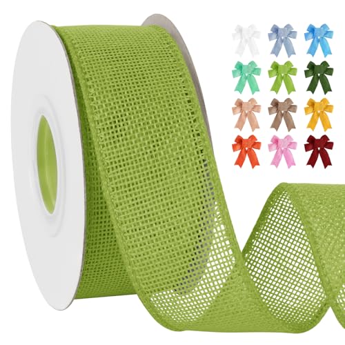 Uiopa Juteband 38mm Breit, 18,2m Vintage Geschenkband Fruchtgrün mit Draht, Decoband Jute Sackleinen Ribbon Band für Kränze, Schleifenherstellung, Geschenk, Heimdekoration, DIY Kunsthandwerk Uiopa Juteband 38mm Breit, 18,2m Vintage Geschenkband Fruchtgrün mit Draht, Decoband Jute Sackleinen Ribbon Band für Kränze, Schleifenherstellung, Geschenk, Heimdekoration, DIY Kunsthandwerk von Uiopa