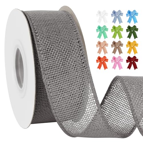 Uiopa Juteband 38mm Breit, 18,2m Vintage Geschenkband Grau mit Draht, Decoband Jute Sackleinen Ribbon Band für Kränze, Schleifenherstellung, Geschenk, Heimdekoration, DIY Kunsthandwerk Uiopa Juteband 38mm Breit, 18,2m Vintage Geschenkband Grau mit Draht, Decoband Jute Sackleinen Ribbon Band für Kränze, Schleifenherstellung, Geschenk, Heimdekoration, DIY Kunsthandwerk von Uiopa