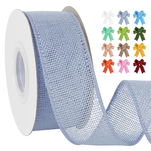 Uiopa Juteband 38mm Breit, 18,2m Vintage Geschenkband Hellblau mit Draht, Decoband Jute Sackleinen Ribbon Band für Kränze, Schleifenherstellung, Geschenk, Heimdekoration, DIY Kunsthandwerk Uiopa Juteband 38mm Breit, 18,2m Vintage Geschenkband Hellblau mit Draht, Decoband Jute Sackleinen Ribbon Band für Kränze, Schleifenherstellung, Geschenk, Heimdekoration, DIY Kunsthandwerk von Uiopa