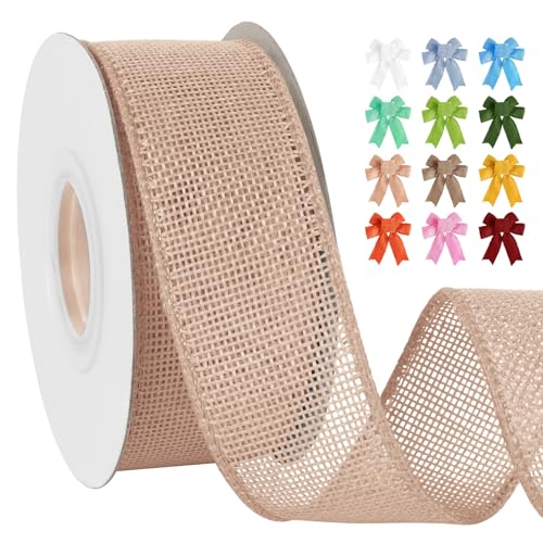 Uiopa Juteband 38mm Breit, 18,2m Vintage Geschenkband Helles Khaki mit Draht, Decoband Jute Sackleinen Ribbon Band für Kränze, Schleifenherstellung, Geschenk, Heimdekoration, DIY Kunsthandwerk Uiopa Juteband 38mm Breit, 18,2m Vintage Geschenkband Helles Khaki mit Draht, Decoband Jute Sackleinen Ribbon Band für Kränze, Schleifenherstellung, Geschenk, Heimdekoration, DIY Kunsthandwerk von Uiopa