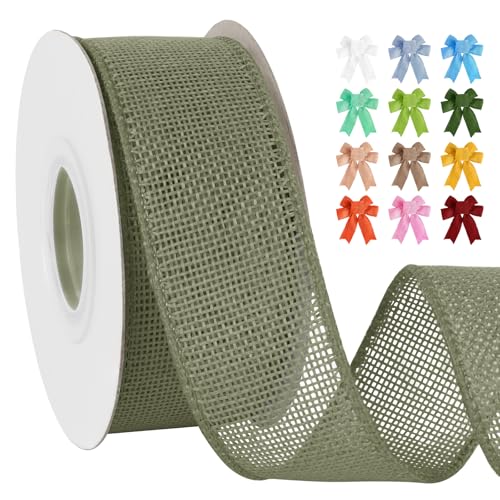 Uiopa Juteband 38mm Breit, 18,2m Vintage Geschenkband Helles Moosgrün mit Draht, Decoband Jute Sackleinen Ribbon Band für Kränze, Schleifenherstellung, Geschenk, Heimdekoration, DIY Kunsthandwerk Uiopa Juteband 38mm Breit, 18,2m Vintage Geschenkband Helles Moosgrün mit Draht, Decoband Jute Sackleinen Ribbon Band für Kränze, Schleifenherstellung, Geschenk, Heimdekoration, DIY Kunsthandwerk von Uiopa