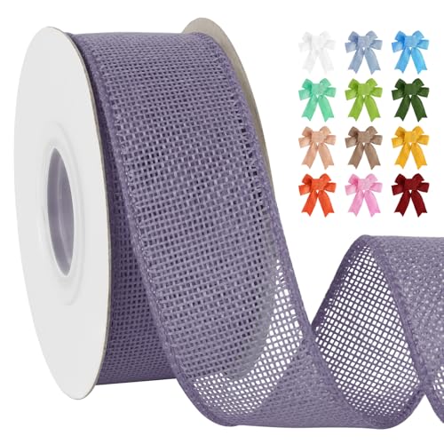 Uiopa Juteband 38mm Breit, 18,2m Vintage Geschenkband Hellviolett mit Draht, Decoband Jute Sackleinen Ribbon Band für Kränze, Schleifenherstellung, Geschenk, Heimdekoration, DIY Kunsthandwerk Uiopa Juteband 38mm Breit, 18,2m Vintage Geschenkband Hellviolett mit Draht, Decoband Jute Sackleinen Ribbon Band für Kränze, Schleifenherstellung, Geschenk, Heimdekoration, DIY Kunsthandwerk von Uiopa