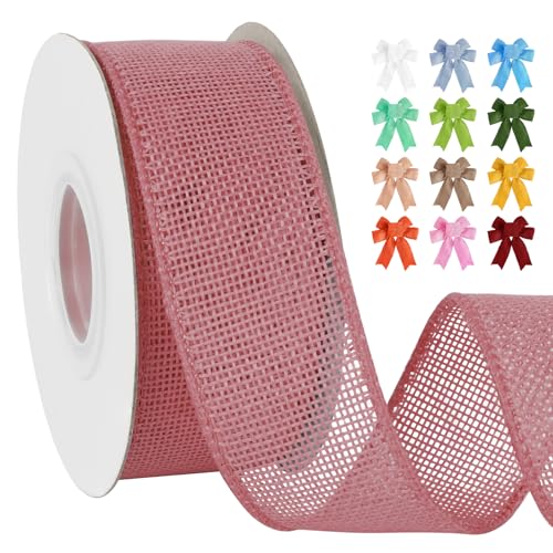 Uiopa Juteband 38mm Breit, 18,2m Vintage Geschenkband Rosa mit Draht, Decoband Jute Sackleinen Ribbon Band für Kränze, Schleifenherstellung, Geschenk, Heimdekoration, DIY Kunsthandwerk Uiopa Juteband 38mm Breit, 18,2m Vintage Geschenkband Rosa mit Draht, Decoband Jute Sackleinen Ribbon Band für Kränze, Schleifenherstellung, Geschenk, Heimdekoration, DIY Kunsthandwerk von Uiopa