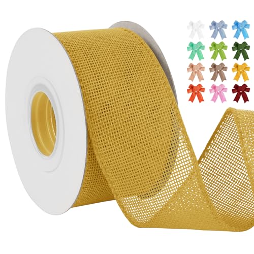 Uiopa Juteband 50mm Breit, 18,2m Vintage Geschenkband Gelb mit Draht, Decoband Jute Sackleinen Ribbon Band für Kränze, Schleifenherstellung, Geschenk, Heimdekoration, DIY Kunsthandwerk Uiopa Juteband 50mm Breit, 18,2m Vintage Geschenkband Gelb mit Draht, Decoband Jute Sackleinen Ribbon Band für Kränze, Schleifenherstellung, Geschenk, Heimdekoration, DIY Kunsthandwerk von Uiopa